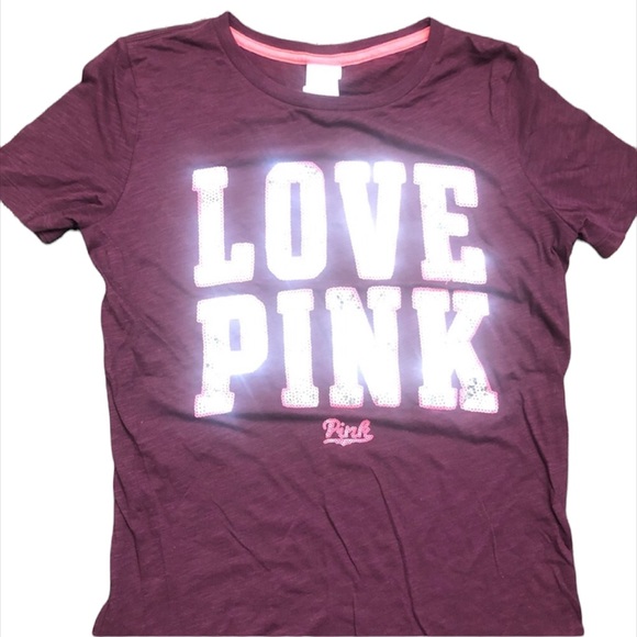 NWOT PINK by Victoria Secret BLING Short Sleeve TEE Color: Black Orchid Size XS - Picture 1 of 3